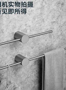 枪灰色卫生间毛巾架单杆全铜壁挂极简浴室置物架网红一字杆毛巾杆