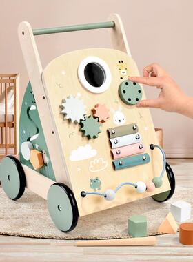 三合一幼儿童助步车玩具木制学步车宝宝多功能防侧翻木制手推车