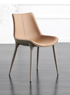 轻奢创意设计师家用皮革餐椅北欧简约休闲洽谈接待桌椅组合靠背椅