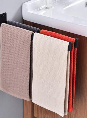 黑色304不锈钢拉丝毛巾杆双杆免钉打孔双用卫生间毛巾架挂件