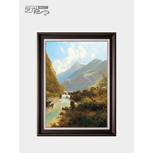 饰挂272 世界名油画高档纯手绘美欧式 古典风景高山流水玄关楼梯装