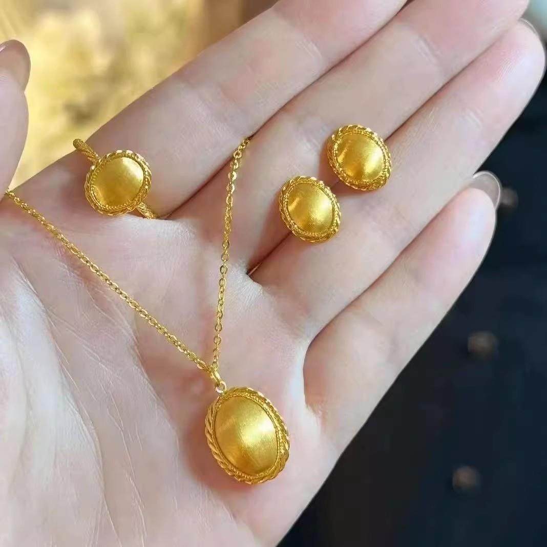 2025年新款椭圆几何造型项链戒指耳钉组合装女小众轻奢高级感设计,饰品/流行首饰/时尚饰品新,项链,淘宝优惠券,粉丝福利购,淘宝优惠卷