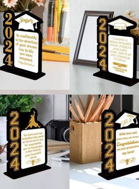 跨境爆款2024年毕业季学生相框摆台木制组合毕业寄语支架桌面摆件
