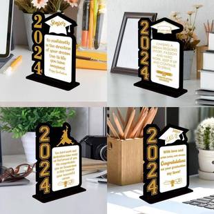 跨境爆款2024年毕业季学生相框摆台木制组合毕业寄语支架桌面摆件