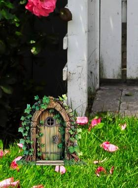 亚马逊爆款绿色门户小屋花盆植物庭院草坪亚克力装饰地插道具饰品