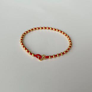 新款金色转运珠编织红绳子手链女小金珠本命年好运送女友生日礼物