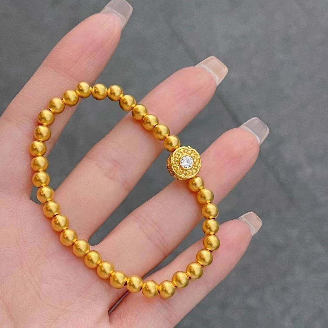古法金色珠锆石手链手串时尚质感超好送老婆送妈妈节日礼物,饰品/流行首饰/时尚饰品新,手链,淘宝优惠券,粉丝福利购,淘宝优惠卷