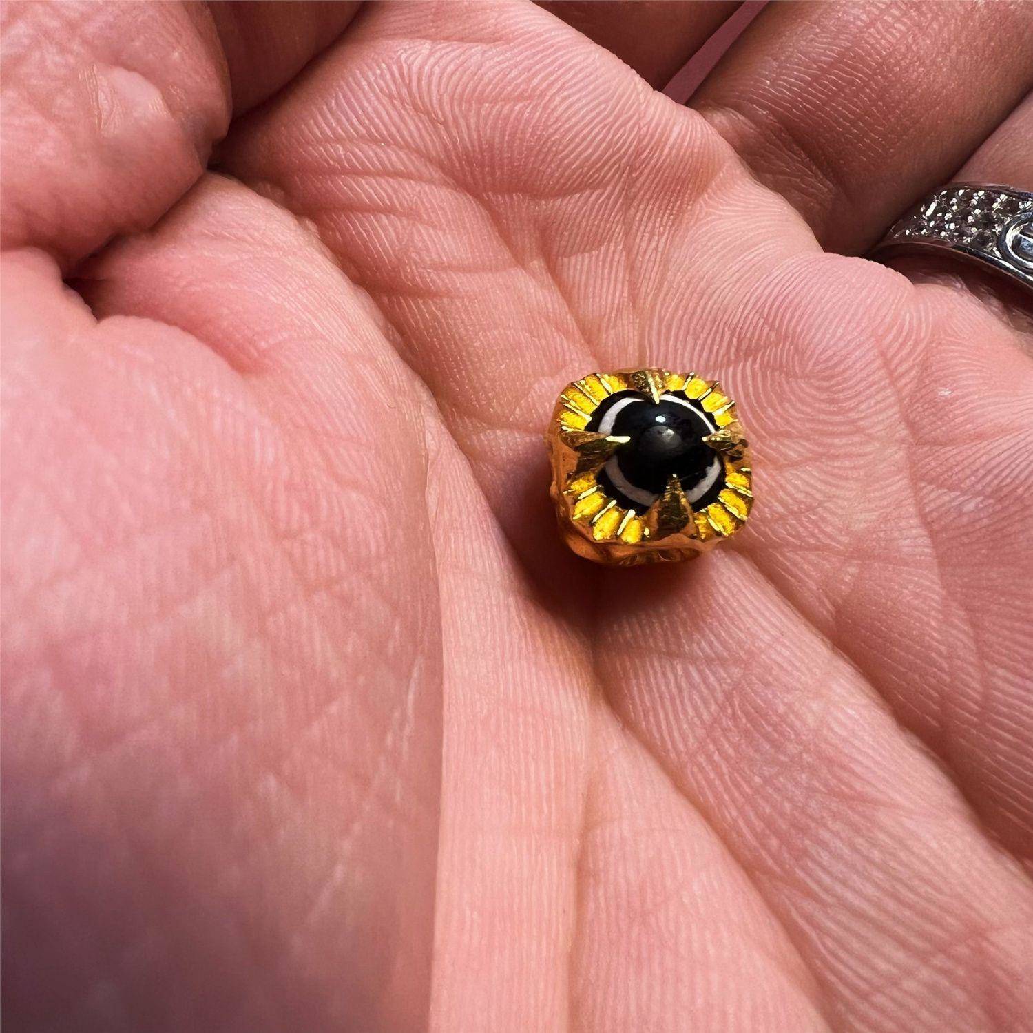 “龙蛋”pyu骠珠镶嵌黄金色魔瞳鬼眼单珠顶珠配饰星月配饰10mm