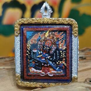 西藏矿物质彩绘擦擦佛像嘎乌盒吊坠本命佛大威德金刚随身唐卡小佛