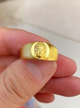2025年新款黄金色古法佛头福慧戒指复古民族风国潮食指戒新年礼物