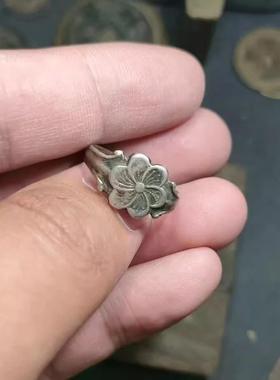 晚清民初时期风格花朵戒指老银色复古做旧设计感个性小众古典高雅