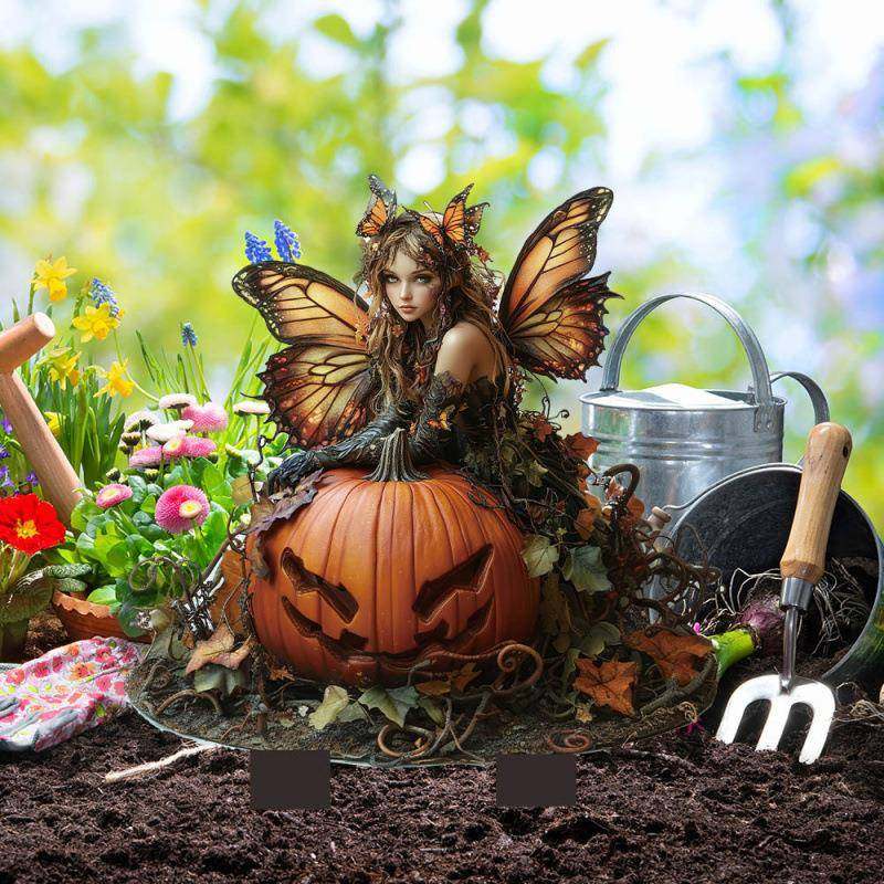 跨境恐怖南瓜蝴蝶仙子花园室内外亚克力装饰防水耐磨地插摆件道具,家居饰品,户外/庭院摆件,淘宝优惠券,粉丝福利购,淘宝优惠卷
