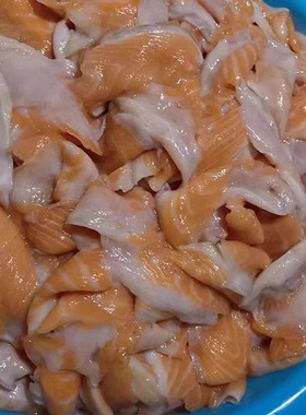 三文鱼边角料碎肉鱼头鱼骨鱼鳍鱼排猫粮狗粮宠物粮可人吃品质500g