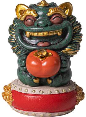 国潮风招财石狮子可爱治愈系好事发生创意工艺品摆件线香插香薰炉