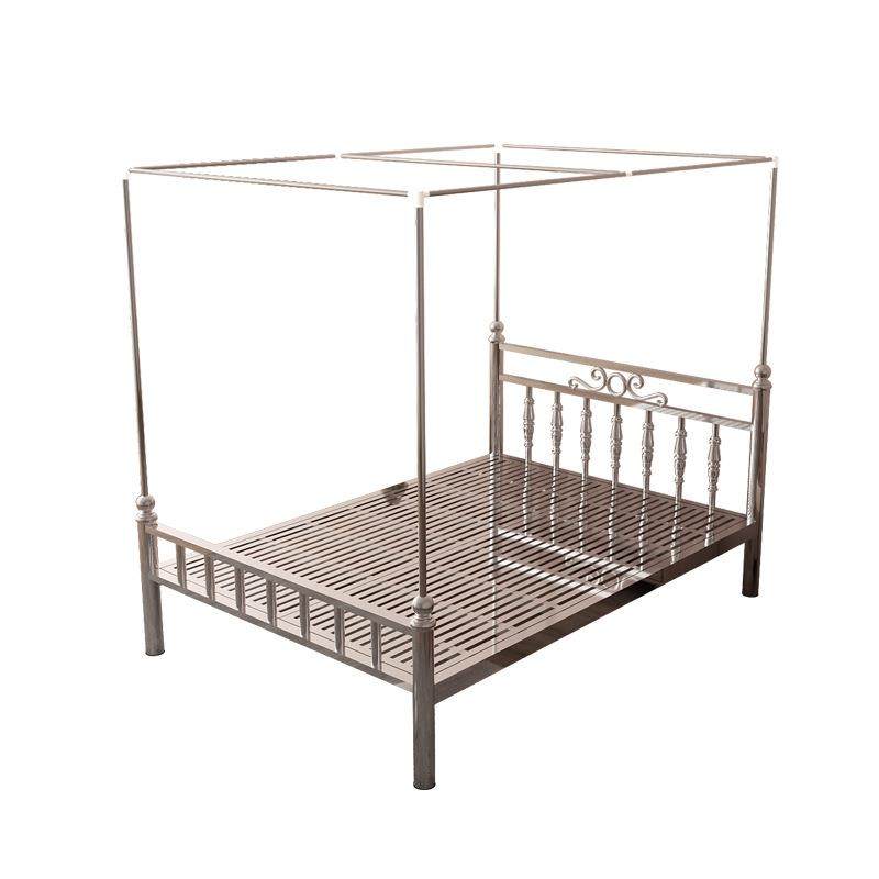 不锈钢床1.5米1.8米双人铁艺床简约出租房拼接钢架床304蚊帐支架