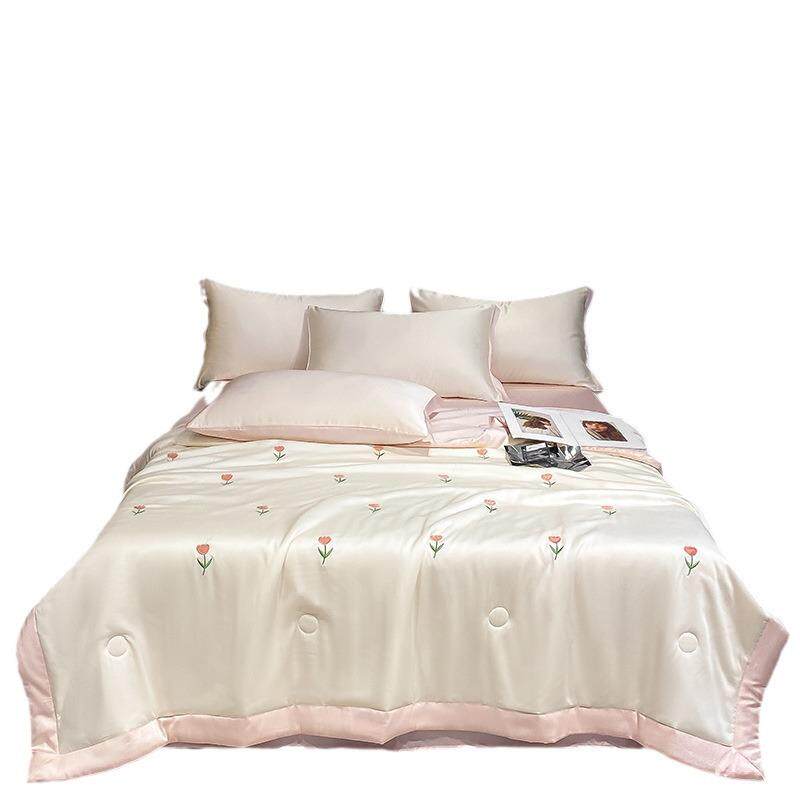 夏季可机水洗冰丝夏凉被四件套学生宿舍单人夏被空调被夏天薄被子