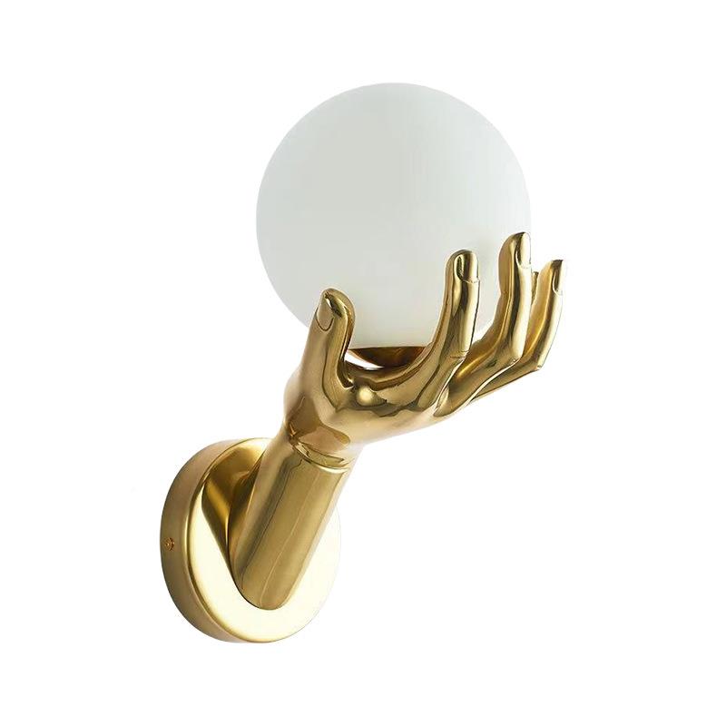 33卧室床灯头壁客厅背景墙饰球电视装墙手掌壁灯走廊过道玄关圆壁