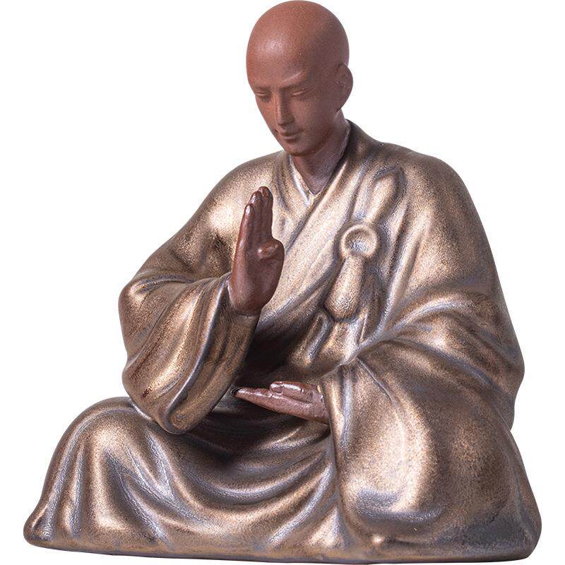 中式复古小和尚摆件陶瓷工艺品禅意家居茶室博古架装饰品庭院摆设