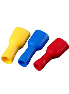 红色全绝缘母端FDFD1-250PVC公母对插冷压端子直插插簧接线端子