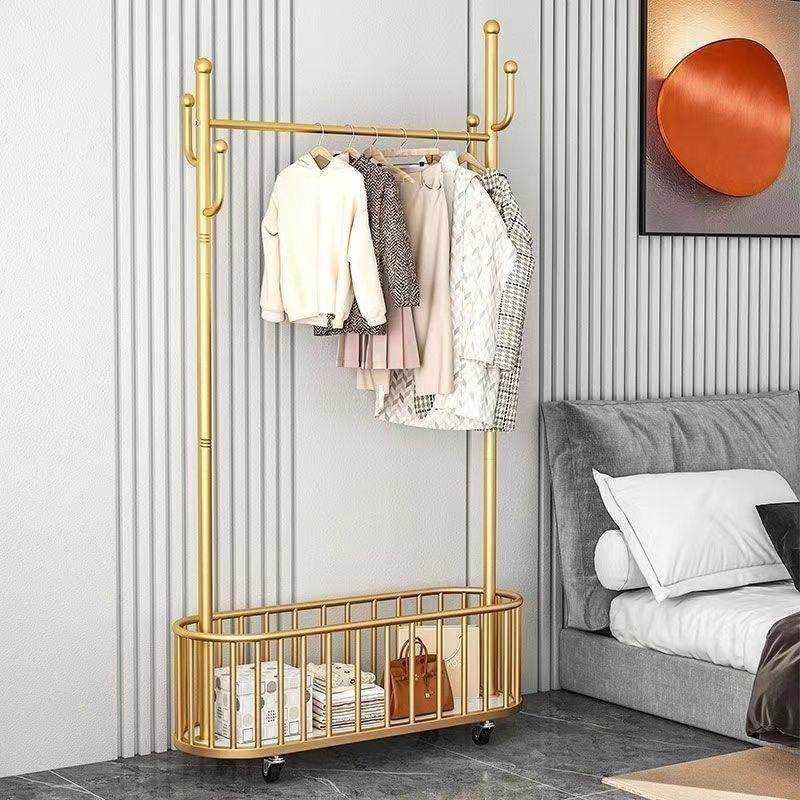 衣架落地卧室挂衣架可移动带轮家用客厅网红轻奢晾衣架简易衣帽架,收纳整理,小型晾晒架,淘宝优惠券,粉丝福利购,淘宝优惠卷