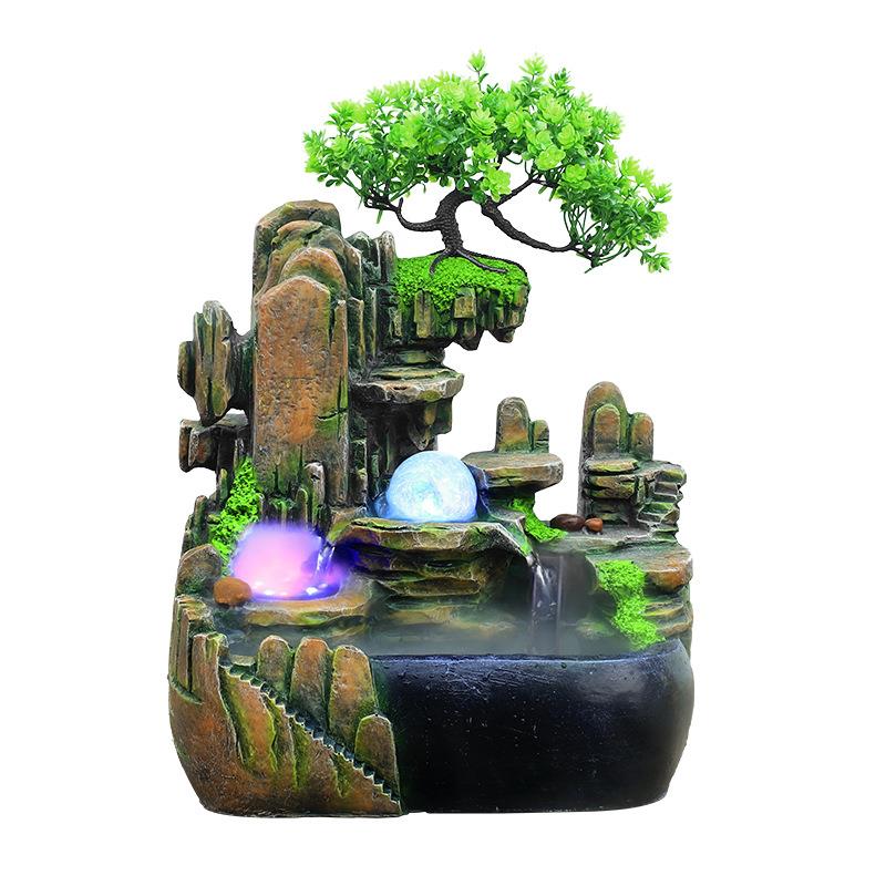 外贸创意家居装饰品摆件假山循环水喷泉加湿器工艺品义乌小商品