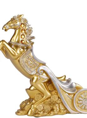招财马拉车红酒架子酒柜装饰品摆件电视柜家居饰品树脂工艺品金色