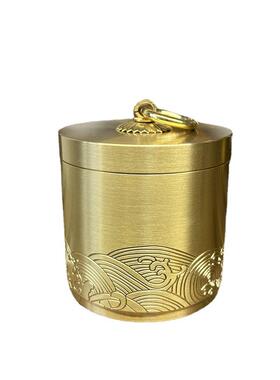 黄铜烟灰缸带盖防飞灰金属纯黄铜烟缸车载车用办公室家用客厅