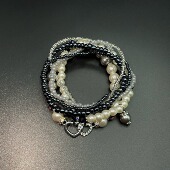 Vintage古着 Pearl手串 Heart Black White