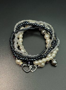 Vintage古着 Black-White Heart Pearl手串