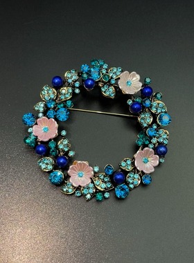 Vintage古着 Blue Halo Wreath胸针