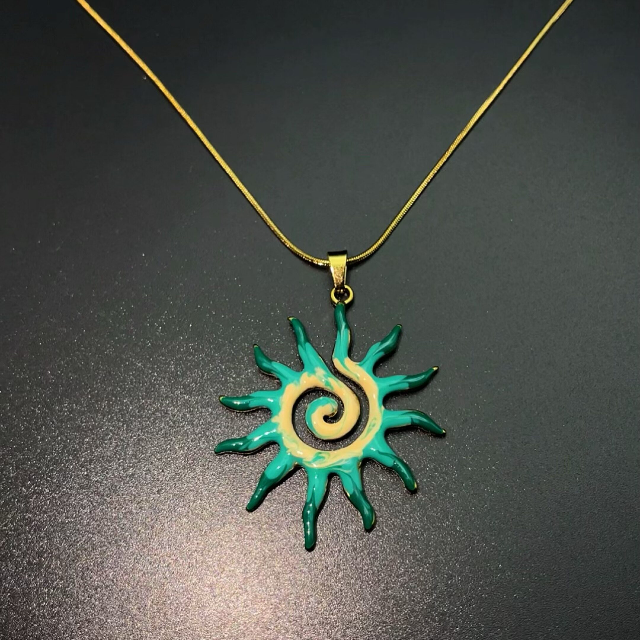 Vintage古着 Bohemian green Sun项链图片