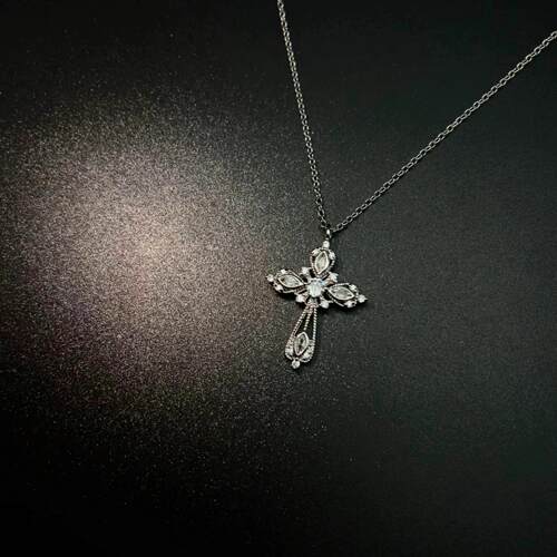 Vintage古着 Silver glitter cross项链