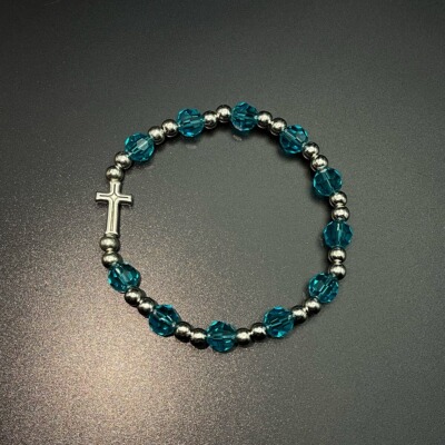 Vintage古着 Blue crystal cross手串