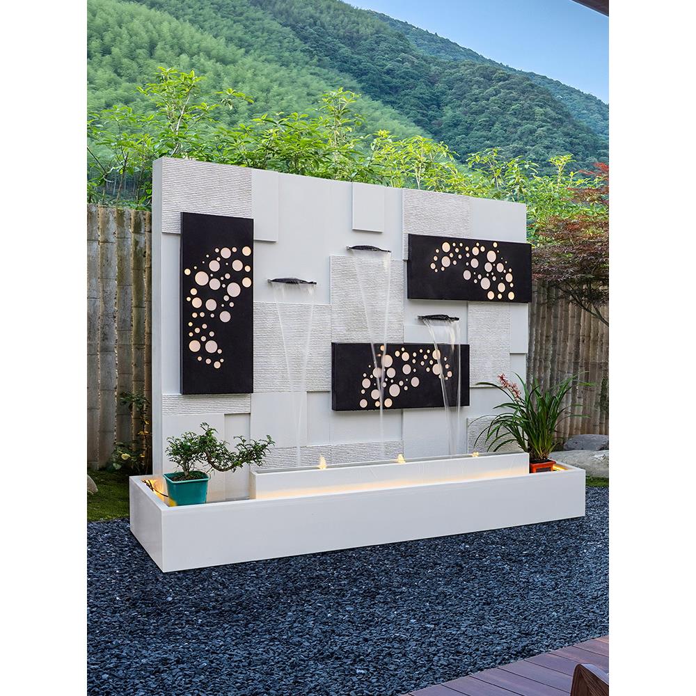 石材循环流水喷泉庭院造景水幕墙鱼池背景墙公司屏风隔断影壁墙