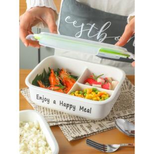 微波炉用陶瓷分格饭盒、上班族分米专用加热饭盒、有盖碗、减脂保