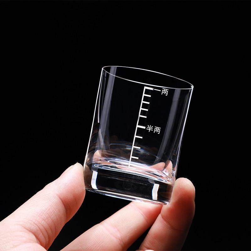 捷克进口6祇装水晶玻璃带刻度白酒杯烈酒杯家用一两小酒杯分酒器