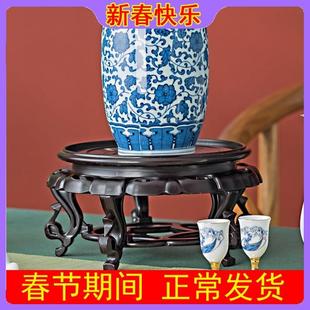 圆形防水花盆底座增高塑料托盘鱼缸架子石头古典花瓶摆件花架底托