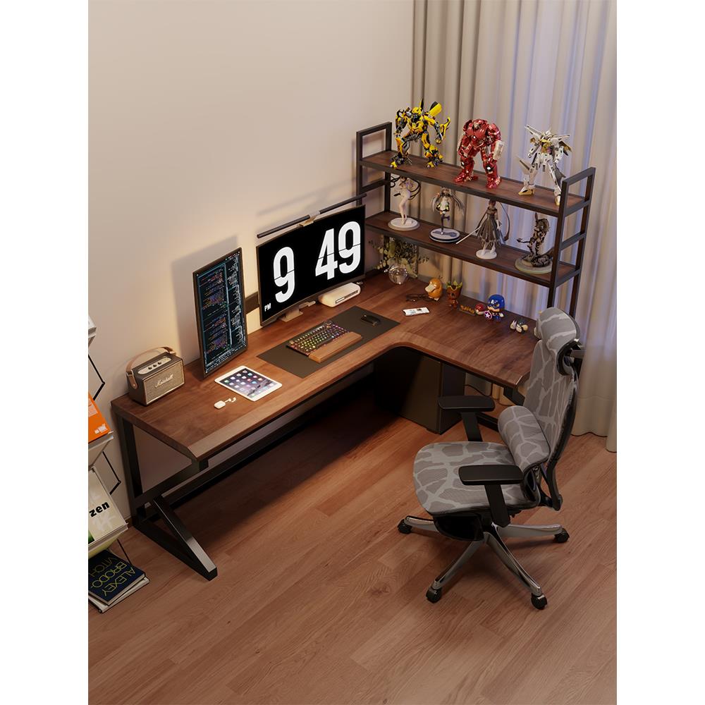实木转角七字型书桌家用l型办公桌电脑桌卧室拐角电竞桌异形桌子