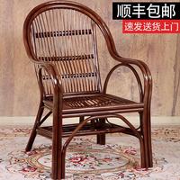 陽臺天然藤椅休閑靠背椅真藤單人藤條椅三件套老人家用高檔騰椅子