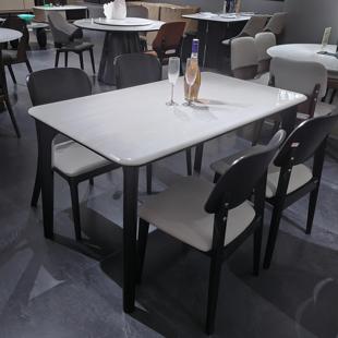 轻奢现代简约高级长方形大理石餐桌椅组合 微晶石实木餐桌家用意式