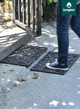 Sungmor复古铸铁地垫 入户门廊刮泥脚垫花园别墅装饰摆件户外门垫