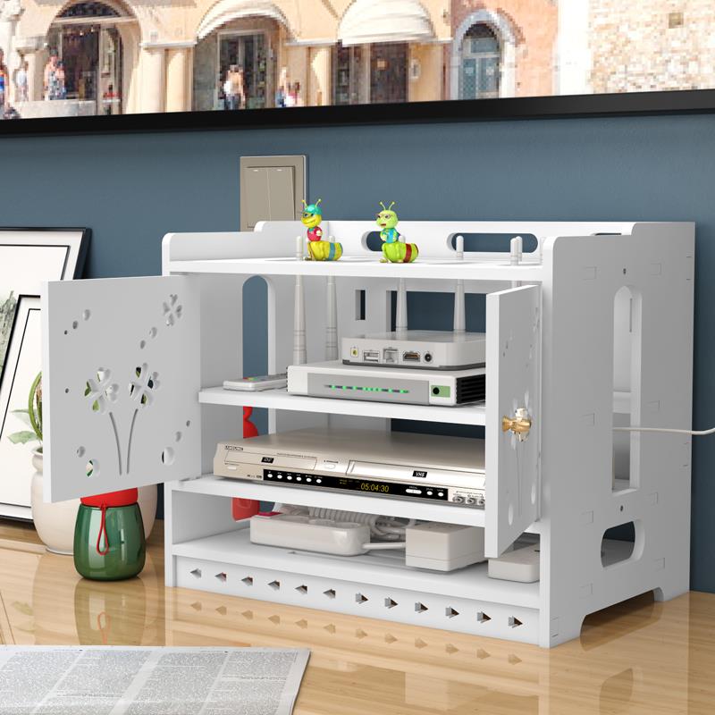 桌面路由器收纳盒客厅光猫收纳架插线板排插遥控器机顶盒置物架