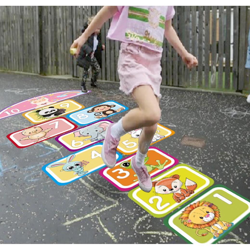 户外跳房子自沾可移除墙贴室外水泥地贴跳格子数字游戏幼儿园卡通