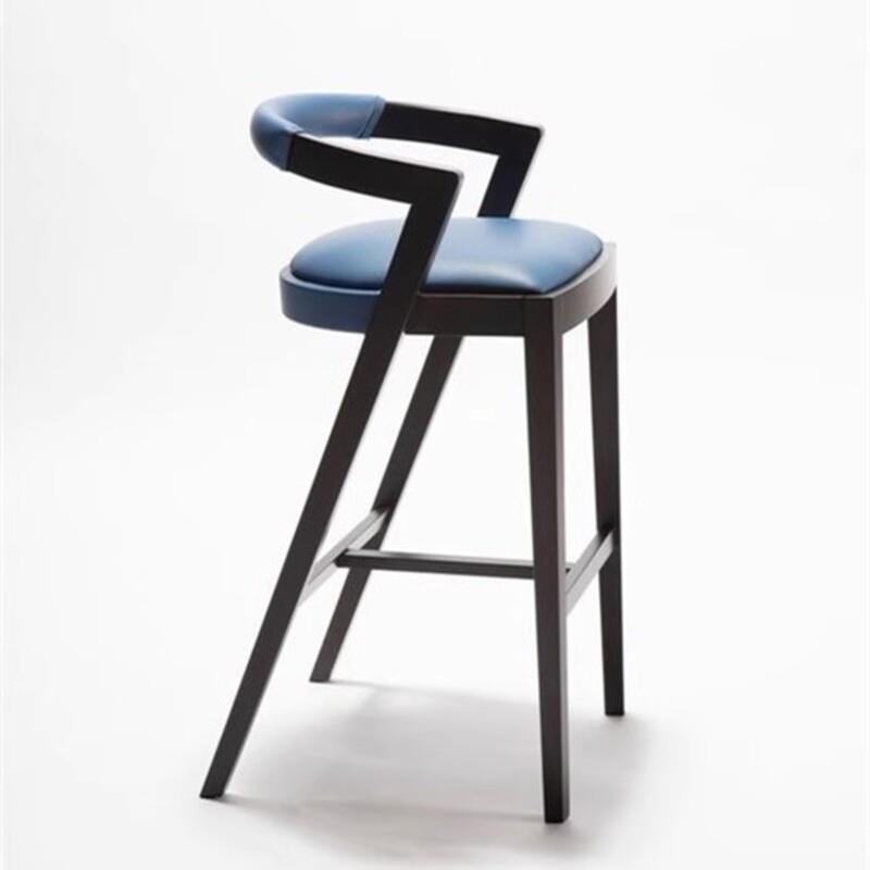 北欧实木吧台椅家用现代简约吧凳实木白蜡木酒吧椅高脚前台圆靠背