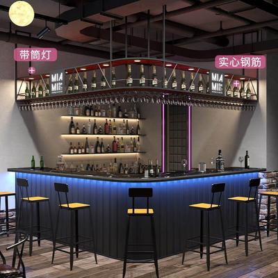 吧台吊架创意弧形悬挂酒柜 红酒杯架倒挂 置物架壁挂铁艺酒吧架子