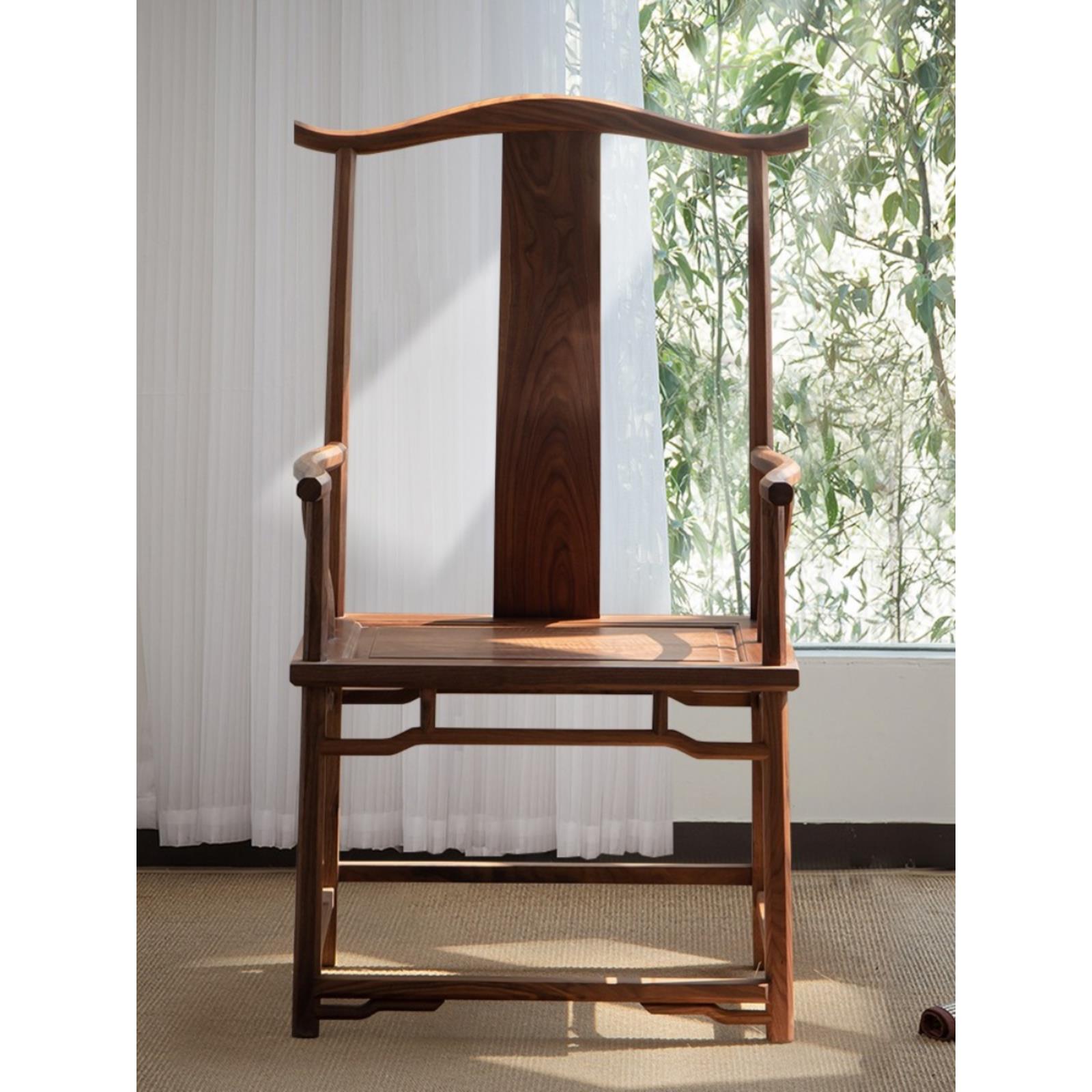 新中式茶桌椅茶椅官帽椅太师椅明式圈椅靠背椅扶手椅皇宫椅实木椅