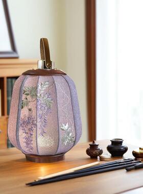 光影美学新中国风台灯包可充电宫灯紫藤绣覆古卧室床边气氛中国风