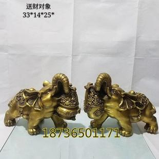 纯铜聚宝盆一桶金大象对象招财聚财铜器工艺动物客厅桌面手工摆件