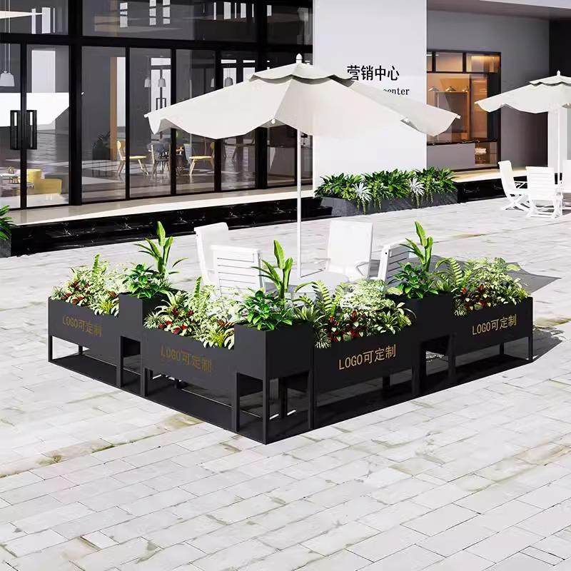 铁艺户外花箱组合餐厅外摆围栏花架子咖啡厅奶茶店不锈钢花槽花坛