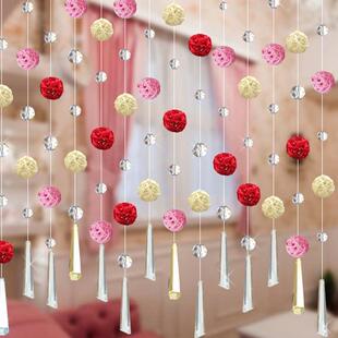 珠帘2024新水晶珠帘可爱门帘吊饰客厅隔间帘免打孔儿童房间装饰帘